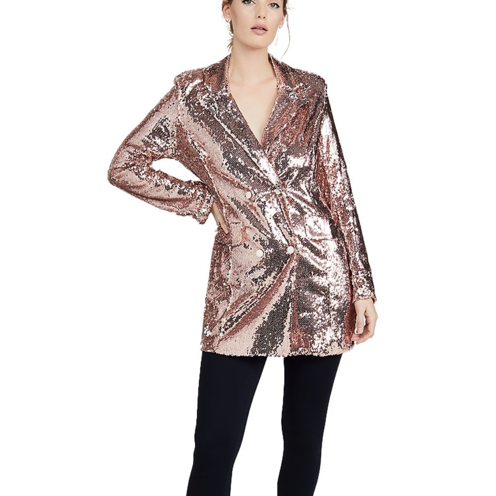Endless Rose sequin double-breasted blazer mini dress.